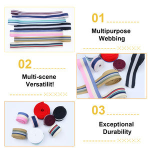 Tùy chỉnh <span class=keywords><strong>Polyester</strong></span> <span class=keywords><strong>Webbing</strong></span> đầy màu sắc sọc mô hình 20mm 25mm <span class=keywords><strong>30mm</strong></span> 40mm bền <span class=keywords><strong>Polyester</strong></span> <span class=keywords><strong>Webbing</strong></span> cho túi may mặc - Product Image 4