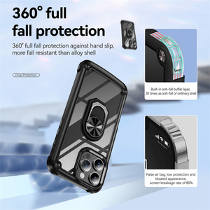 Custodia Ibrida Antiurto Rinforzata con Anello di Supporto per <span class=keywords><strong>iPhone</strong></span> 16 15 14 13 12 11 Pro Max XS + 17e 16e, con Cornice Morbida in TPU e <span class=keywords><strong>Cover</strong></span> Trasparente - Product Image 5