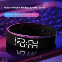 Gelang Pintar Digital Tahan Air Jam Alarm Getaran Senyap 3BAR Tahan Air Jam Tangan Elektronik Olahraga Lari Pelajar Pria