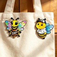 2 styles de broches en émail abeille mignonnes en alliage de zinc, style dessin animé graffiti, pour sweat à capuche, badges animaux, bijoux