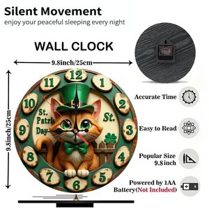 Round Wooden Wall <b>Clock</b> 25Cm Silent Classic Farmhouse Style For Living Room Bedroom Interior Decor - Product Image 5