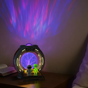 <span class=keywords><strong>Projecteur</strong></span> de Veilleuse RVB Multicolore avec Balle Plasma Aurore et Réveil Numérique pour Chambre d'Enfant, en Plastique, avec Haut-parleur DC et Fonction Bruit Blanc - Product Image 5