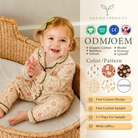 Vêtements Bébé Unisexe 2 Pièces en Fibre de Bambou Tricotée, Décontractés, Boutonnés sur le Devant, Imprimé Badge Citrouille Rétro, Thanksgiving Automne, Faible MOQ, Direct Usine