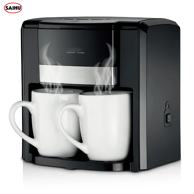 カスタムサービスミニ2カップ420MLポータブル電気自動コーヒーメーカーダブルカップカフェテラトルココーヒーマシン