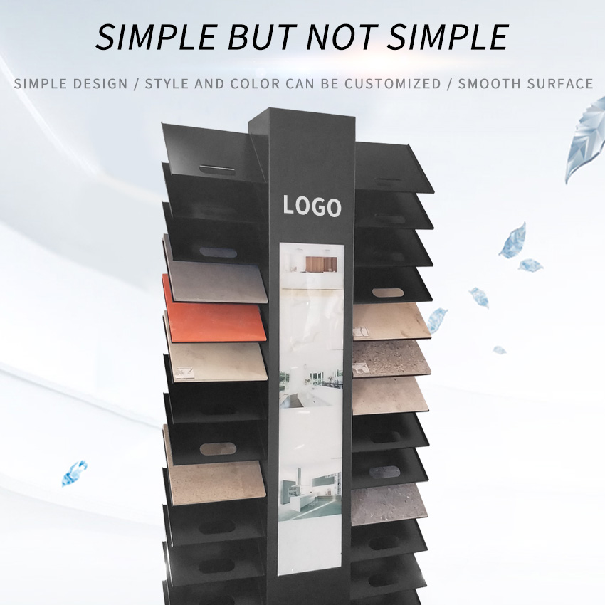 SR088 Floor Stand Quartz Display Rack Factory Show Waterfall Sample Marble Granite Luminous Ceramic Tile Stone Display Stands