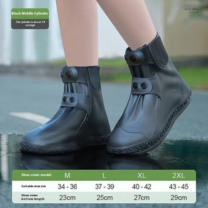 Couvre-chaussures anti-<span class=keywords><strong>pluie</strong></span> Mid- Barrel Cross-Border Waterproof Men's Women's Foot Cover Bottes de <span class=keywords><strong>pluie</strong></span> épaissies et résistantes à l'usure Factory - Product Image 2