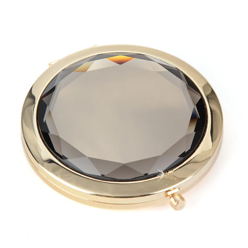 Custom LOGO crystal makeup mirror Personalized Gold Monogrammed Crystal Compact Mirror travel porket mirror