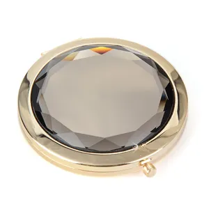 Miroir de maquillage en cristal LOGO personnalisé Miroir compact en cristal monogrammé en or personnalisé miroir de voyage