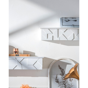 Thủ công trắng lưu trữ hiển thị Kệ nổi Kệ Bắc Âu mộc mạc bằng gỗ tường kệ - Product Image 4