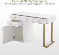 Table de Manucure Professionnelle avec Tiroirs de Rangement, Poste de Travail pour Technicien(ne) Ongulaire et Maquillage, Poignées, Équipement Moderne, Présentoir Ouvert