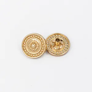 Garment accessories importer zinc alloy snap button logo cover Arabian flower snap button shirt silver press buttons