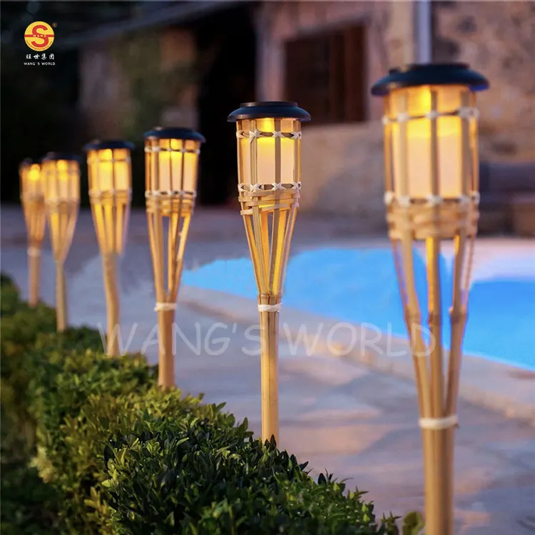 Bamboo Pole Flame Garden Lawn Lighting Torch Solar Stake Lights Outdoor Garden Lights Landscape Waterproof