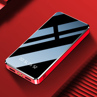 PINUODA Y33 10000mAh Baterai Li-Polymer Cermin Penuh dengan Layar LED Digital Portabel, Pengisian Cepat 10W, Bank Daya USB Ganda/Mikro