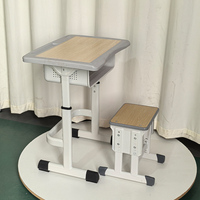 Ensemble bureau et chaise simple réglables en hauteur pour étudiant, en MDF, avec tabouret, pour salle de classe - Prix de gros