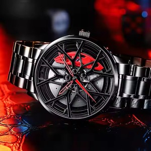 Livraison directe 360 °   Montre Homme à Cadran Rotatif 3D Jante de Voiture Super Sportive, Montre à Quartz en Acier Inoxydable Étanche, Vente en Gros - Product Image 3
