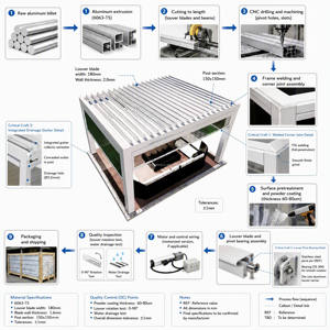 Pérgola Inteligente Motorizada de Aluminio con Techo de Láminas, Sistema de Sombra Bioclimática Ecológico e Impermeable para Balcón, Jardín, Patio y <span class=keywords><strong>Terraza</strong></span> - Product Image 5