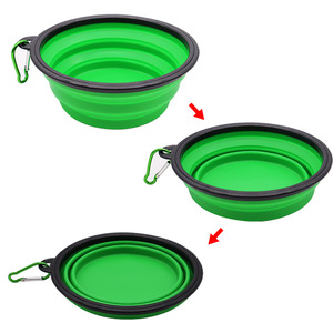 Bol portable en silicone pour chien, vente en gros, bols et distributeurs d'aliments pliables en silicone pour animaux de compagnie, bols, tasses et seaux de voyage, support toutes saisons - Product Image 4