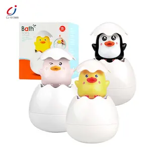 Juguete de baño con pulverizador para niños, juguete de baño con forma de huevo flotante, rociador de agua con forma de pingüino