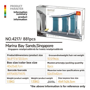 Modèle Wange en gros, jouet DIY pour enfants, éducatif, construction chinoise, plastique, sable, hôtel, petites particules, cadeau pour Singapour - Product Image 2