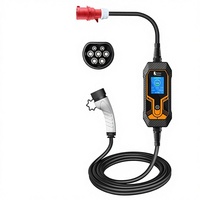 Chargeur de véhicule électrique portable 11 kW, prise Type 2, triphasé 16A, avec contrôle par application Tesla Model 3, IEC 62196 Niveau 2