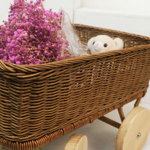 Nordischer Kinder-Spielzeugwagen Natürlicher Rattan-Plüschtier-Aufbewahrungskorb Kinder-Outdoor-Trolley - Product Image 4