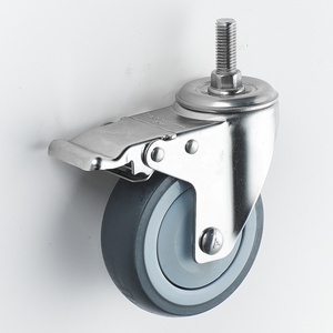 4 Zoll drehbare Doppelbremse und -verschluss TPR Thermoplast Edelstahl SUS 304 Rollen - Product Image 2