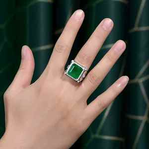 SGARIT luxury gemstone Jewelry 15.59ct Natural <b>emerald</b> <b>ring</b> for <b>man</b> 18k gold 145pc0.763ct Natural diamond GUILD+NGTC certificate - Product Image 5