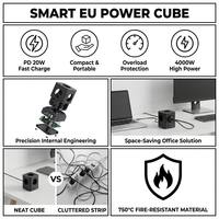 Clieam Grosir Multi Outlet EU Power Cube 5 Stopkontak 4 USB PD Stasiun Pengisian Daya Cepat