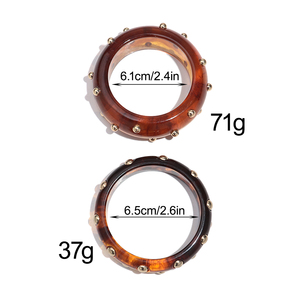 Bracelet tendance 2026, nouvelle arrivée, bracelet en <span class=keywords><strong>ambre</strong></span>, rivets dorés punk, rond, irrégulier, en résine, pour couples - Product Image 5