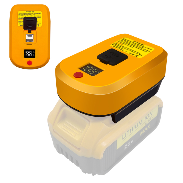 65W Adpter with USB C Port LCD Screen Batteries and Small Electronic Devices Tool Battery Charger Adapter for Dewalts 20V 60V