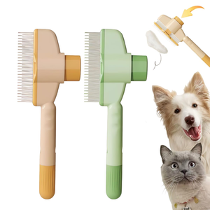 Self-Cleaning <b>Pet</b> Grooming <b>Brush</b> - Stainless Steel Detangling Comb for Dogs & Cats with Anti-Slip Handle - Product Image 1