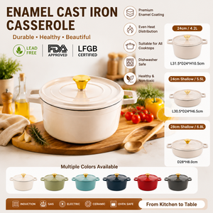 Nouvelle Collection 2026 : <span class=keywords><strong>Cocotte</strong></span> <span class=keywords><strong>en</strong></span> <span class=keywords><strong>fonte</strong></span> <span class=keywords><strong>émaillée</strong></span> 20cm/24/28cm avec couvercle, personnalisable, résistante au four, idéale pour la restauration professionnelle - Product Image 6