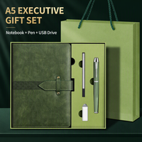 Ensemble cadeau de carnet en cuir PU A5 personnalisé avec stylo métallique, clé USB 32 Go, 100 feuilles, boîte cadeau pour cadeaux d'entreprise