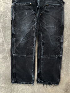 Bas quantité minimale de commande personnalisé en détresse déchiré charpentier salopette jean Vintage 90s soleil délavé noir Double genou travail Cargo <span class=keywords><strong>pantalon</strong></span> - Product Image 6