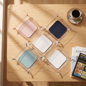 Durable PU Leather Folding Tray Multi-Functional Desktop Clear <b>Storage</b> Organizer Waterproof <b>Collapsible</b> Catchall Welcome Gifts - Product Image 2