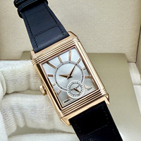 Montre Formelle Homme en Or Rose Plaqué Or 18K avec Cadran Bleu, Petite Seconde, Double Face, Mécanique à Remontage Manuel, Collection Luxe Affaires