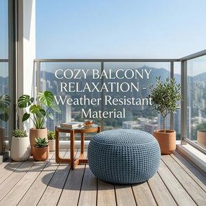 Pouf Ottoman Pieghevole e Impilabile in Maglia, Sgabello Morbido Regolabile Multifunzionale Portatile per Camera da Letto, Appartamento, Ingresso e Uso Esterno - Product Image 1