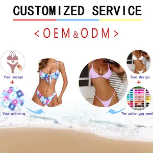 Bañador floral de cintura alta para mujer, traje de baño elástico de dos piezas, bikini bandeau sexy, 18 colores