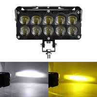 Focos LED JHS de 10 Lentes, Alta Potencia 90W, Blanco y Amarillo, con Ventiladores, Faros Delanteros Impermeables, Luces Antiniebla para Auto, Motocicleta y Camión