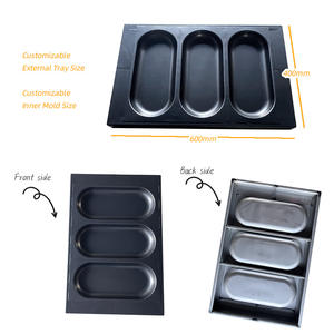 <span class=keywords><strong>Molde</strong></span> <span class=keywords><strong>para</strong></span> hornear <span class=keywords><strong>de</strong></span> acero aluminizado antiadherente <span class=keywords><strong>de</strong></span> grado comercial, con 3 cavidades, ovalado, <span class=keywords><strong>para</strong></span> pan, panecillos y bollos - Product Image 4