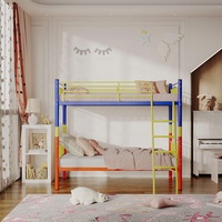 Lit superposé moderne en acier à double couche, réglable, robuste, pour chambre d'enfant, en métal durable, peinture colorée, chambre à coucher, école, salon