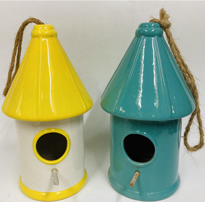 Casetta <span class=keywords><strong>per</strong></span> Uccelli Decorativa da Giardino in Ceramica, Mangiatoia <span class=keywords><strong>per</strong></span> Uccelli Selvatici da Esterno - Product Image 4