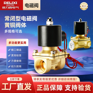 Válvula Solenoide 2W 220V AC 1/2 pulg. de latón normalmente cerrada para control de agua de uso general - Product Image 3