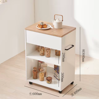 Chariot de cuisine moderne blanc avec étagères ouvertes, chariot de rangement roulant pour cuisine, chariot de cuisine peu encombrant avec roulettes