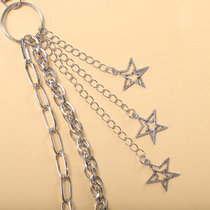 Chaîne de taille avec pendentif étoile en argent tibétain, double couche, style hip-hop, décontractée, unisexe, chaîne de corps tendance - Product Image 3