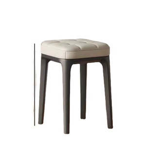 Modern Stackable Bar <b>Stools</b> Dark Gray <b>Leather</b> Sponge Minimalist Design Home <b>Stool</b> And Ottoman - Product Image 3