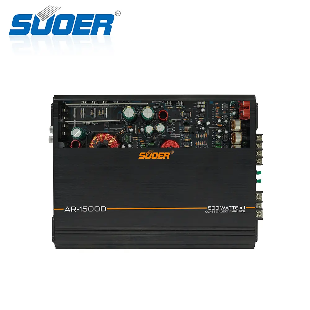Suoer CA-1500D 1*500 watt rms güç araba amplifikatör araba amp ses mono kanal güç amp profesyonel