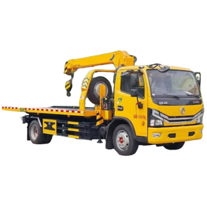 Dongfeng 4x2 platte oplegger bergingswagen uitgerust met een 8-tons kraan voor noodhulp. Fabrieksdirecte verkoop. - Product Image 1