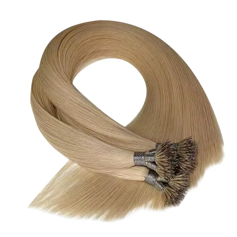 מכירה חמה 10A 12A שיער אדם גולמי רמי קל מיקרו טבעת/קישורים/לולאה/חרוזים תוספות שיער 1 גרם/גדיל תוספות שיער בקצה טבעת ננו