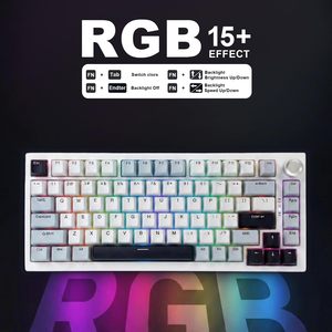 Wireless Mechanical Keyboard with <strong>Knob</strong> Backlit Side Printed PBT Keycaps 2.4GHz USB-C BT5.0 Mechanical Gaming Keyboards - Product Image 4